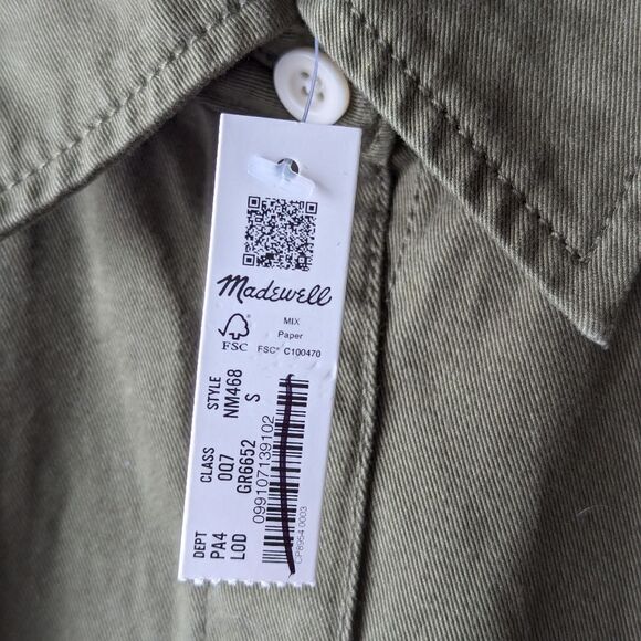 Madewell Utility Button Front Shirtdress | Loden Green | Fall Layering S NWT - Picture 8 of 15